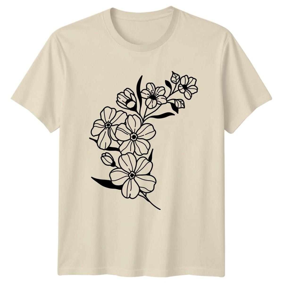 Elegant Floral Outline Beautiful Nature T-Shirt Botanical Flower Birthday XL