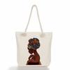 Multifunctional Black Girl Printed Thick Rope Shoulder Beach Bag Casual Large Capacity Handbag 0105 KTB