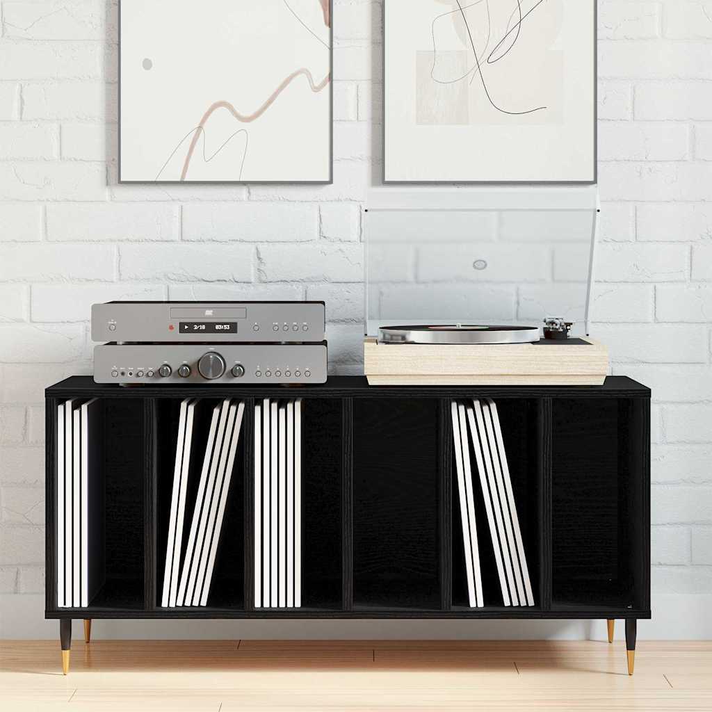 Vinyl Record Cabinet Black Oak Effect 100 x 38 x 48 cm