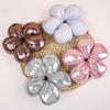 Koreanischer Übertriebener Übergroßer Silbriger Schwarzer Blume Scrunchie Kopfschmuck Frauen Mädchen Trendiges Design Elastisches Haarband Accessoires
