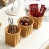 Large Capacity Imitation Rattan Storage Bucket Plastic Pen Holder  Hotel Restaurant Use