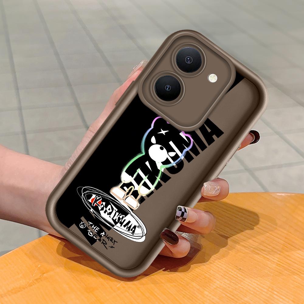 

Мягкий силиконовый квадратный чехол с рисунком лестницы для телефона, полное покрытие, противоударный защитный резиновый чехол для камеры для Vivo Vivo Y91 коричневый