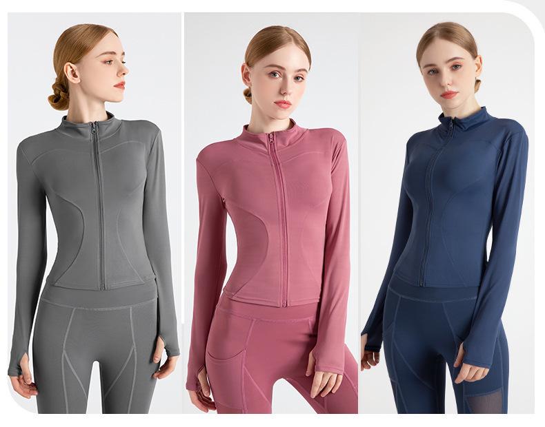 Damen Sportjacke mit schnell trocknendem Stoff, schmal geschnitten und mit Fleece gefüttert, für Fitness & Yoga