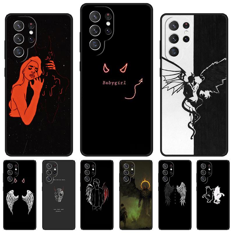Devil Angel phone case For Samsung Galaxy S24 S25 S23 S22 Ultra Note 10 20 Plus S20 S21 FE Cover