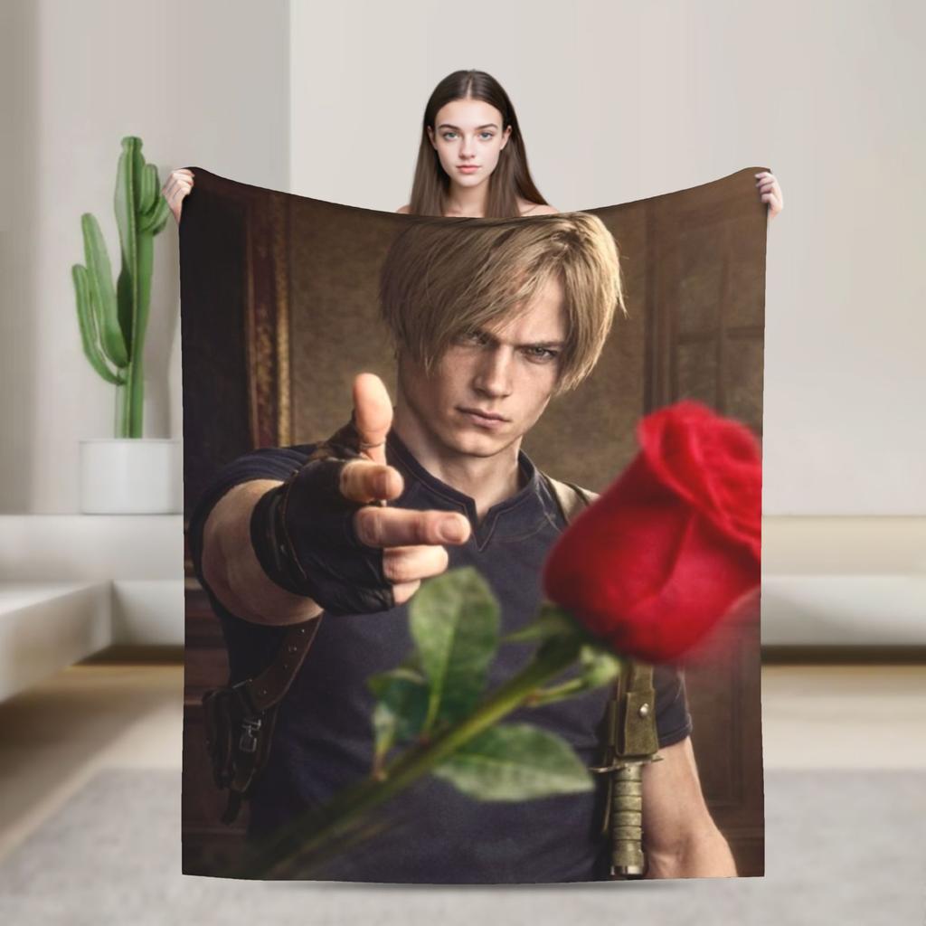 Leon Keneddy Residents Evils Druckdecke für Männer Frauen Super Weich Warm Überwurfdecken für Sofa 50x60 Zoll Mehrere Größen