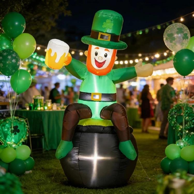 Automatic Inflating Patricks Decoration With Polyester And Illuminated Effect For Night Display