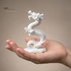Artistic Dragon Sculpture 3D Printed Chinese Figurine, Collectible White Statue, Feng Shui Statue Decoration for Home Office