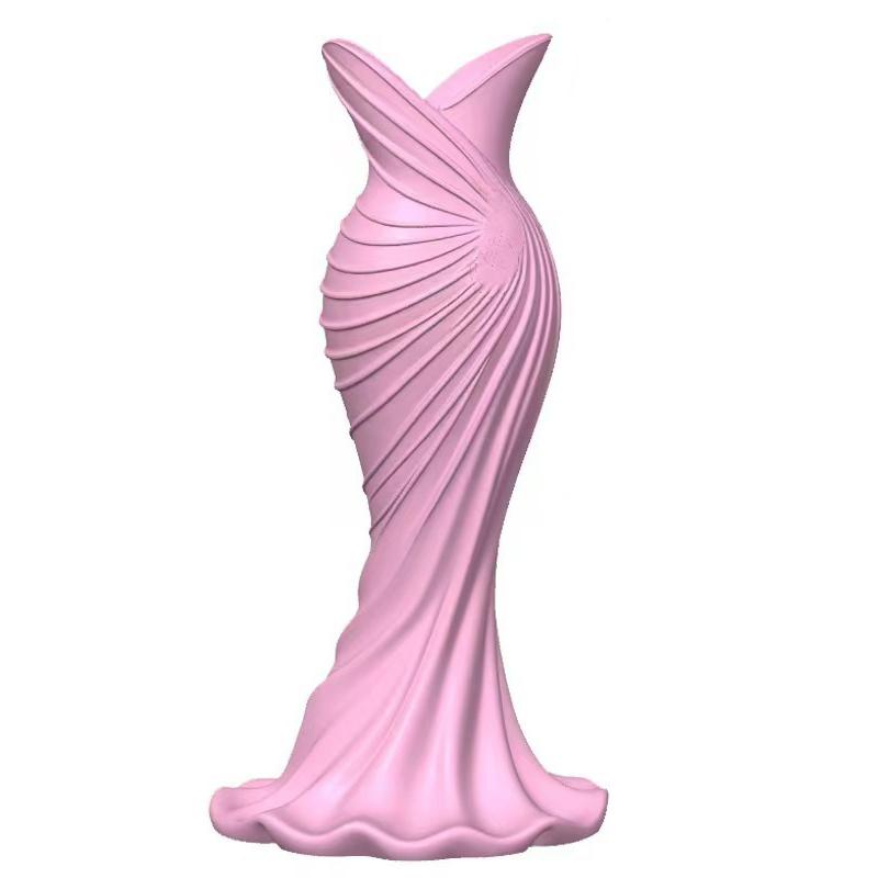 Elegant Dress Shape Plastic Vase Modern Flower Vase Floral Decor Mouth Simple Stylish Container Home Wedding Table Decorative