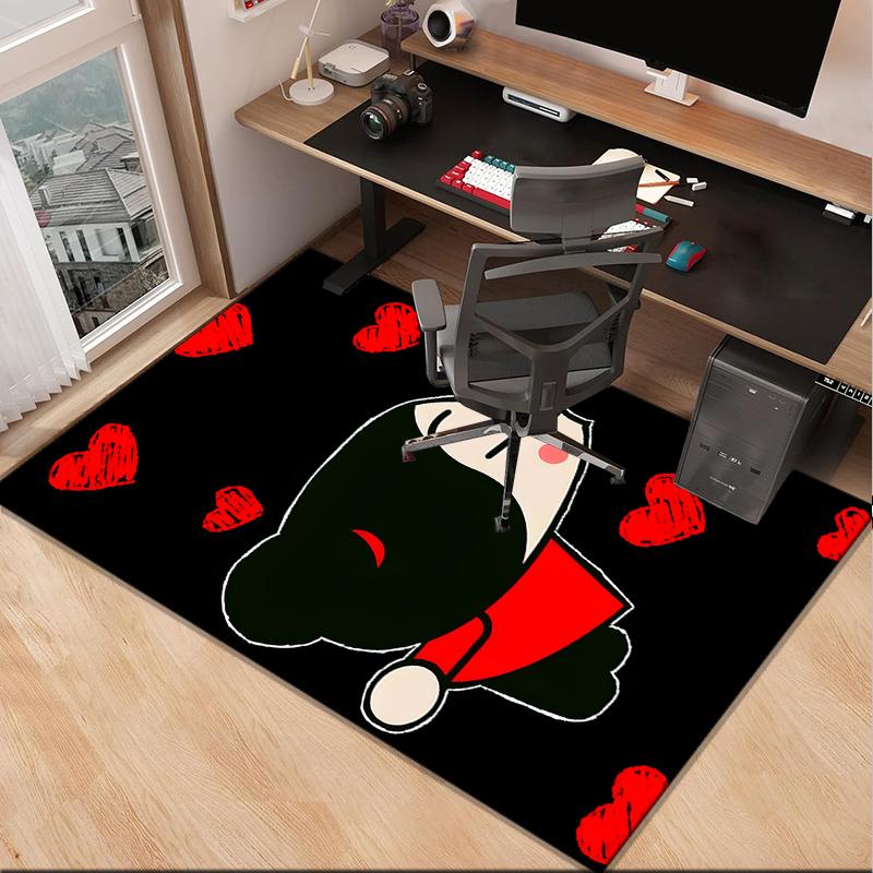 Heartfelt Love Cute Doll Office Rug Chair Mat, Game Carpet, Suitable for Front Door, Bedroom, Living Room, Desk, Holiday Gift