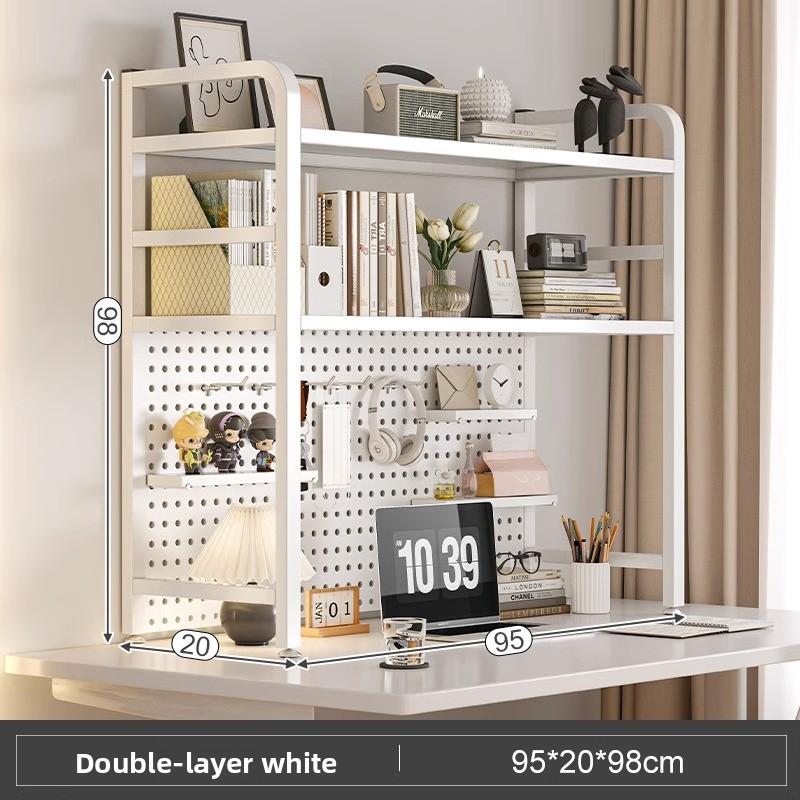 Multi-Layer Desktop Hole Board Storage Rack Stand up Computer Desk Organizer Student Dormitory Bookcase Horizontal Shelf Holder