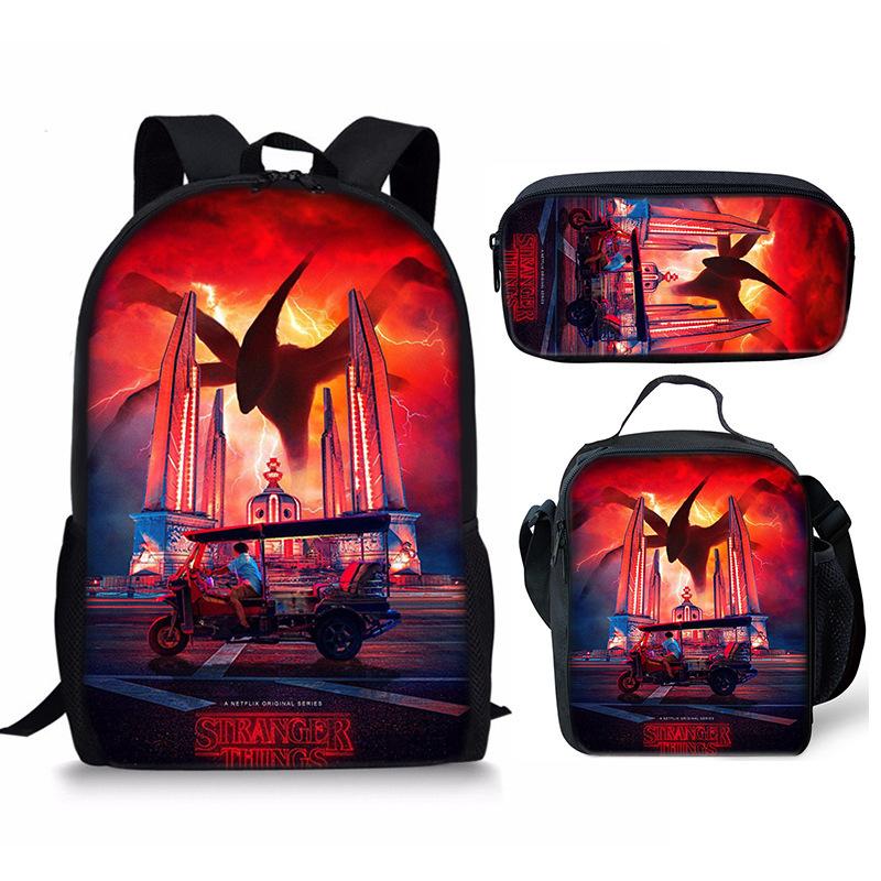 Stranger Things 4-Piece Set: Student Backpack, Shoulder Bag, and Pencil Case CLE