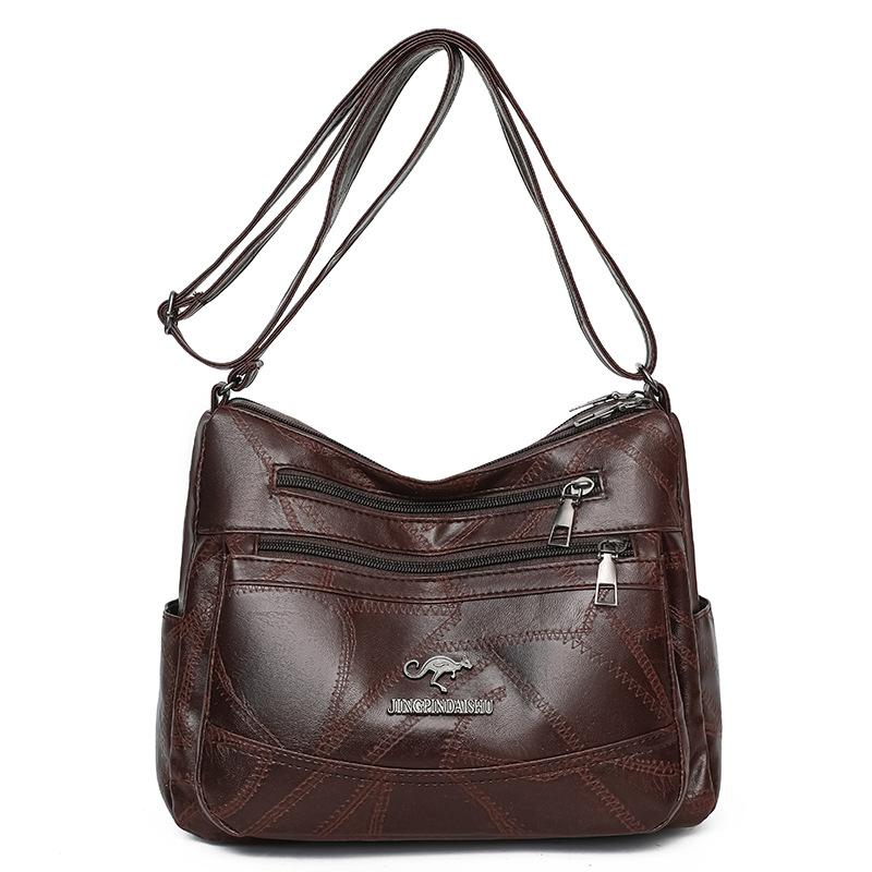 

Женская сумка через плечо Большая вместительная сумка через плечо Сумка для мам среднего возраста кофейный