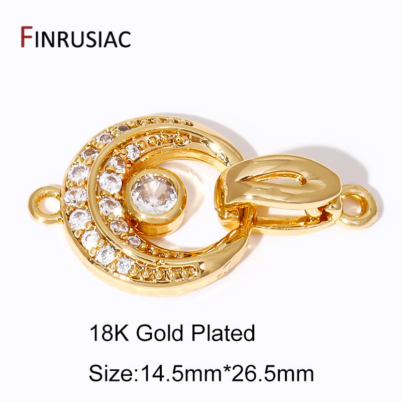 18K Gold Plated Zircon Fasteners Accessories Closure Lock Clasps For DIY Needlework Beads Pearls Jewelry Making Findings