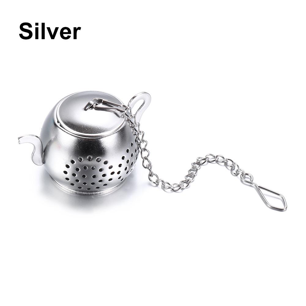 1Pc Teapot/Heart Shaped Tea Strainer with Chain Stainless Steel Tea Infuser Loose Tea Spice Filter Diffuser Teaware Gold Silver
