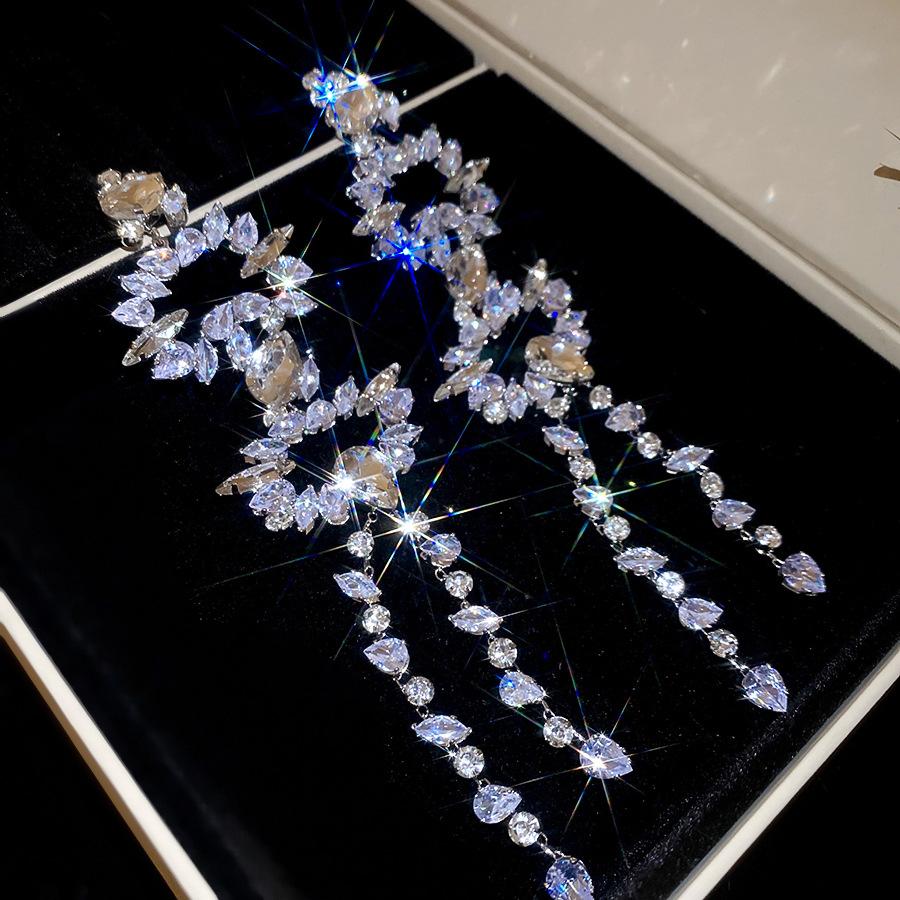 

Инкрустированные стразами циркониевые серьги-кисточки в форме неправильной капли воды для женщин, модные серьги-подвески высокого класса, роскошный дизайнерский циркон