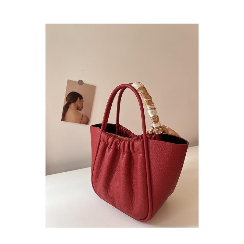 Red Wedding Bag Female Bride Wedding Bag New Niche High-end Sense Portable Tote Vegetable Basket Bucket Bag