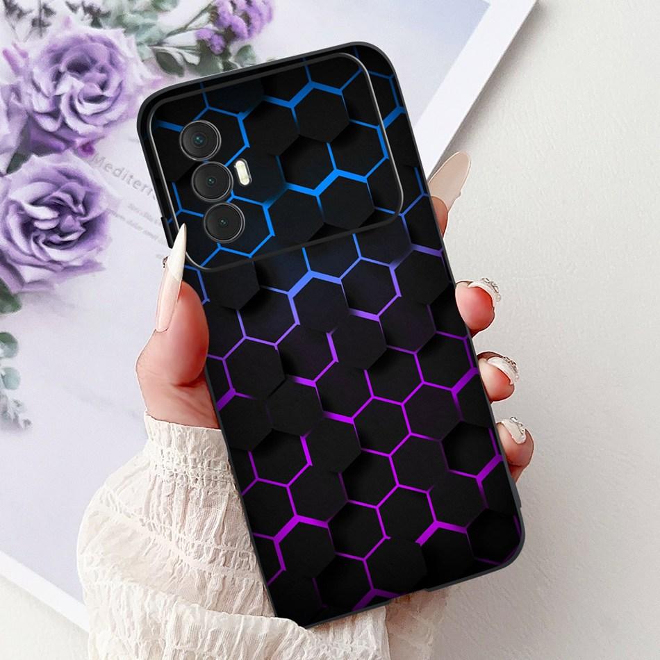 For Tecno Spark 8 Pro 8T 8P Elegant Floral Cat Phone Case For Tecno Spark8 8T 8P 8Pro Black Silicone Soft TPU Cases Bumpers