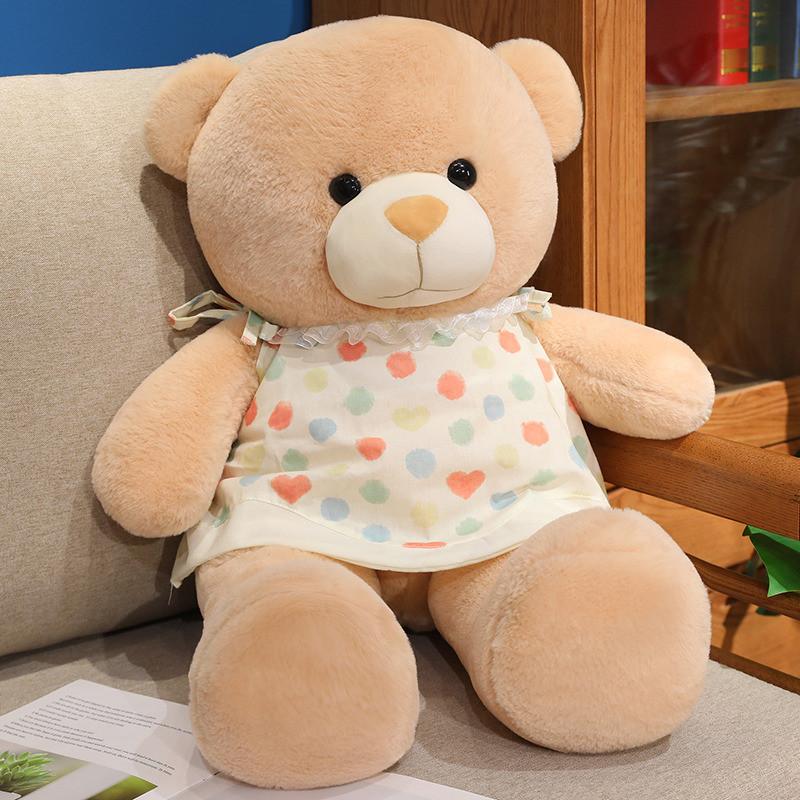Doll Bear Plush With Love Heart Printed Dress Decoration For Bedroom Decoration