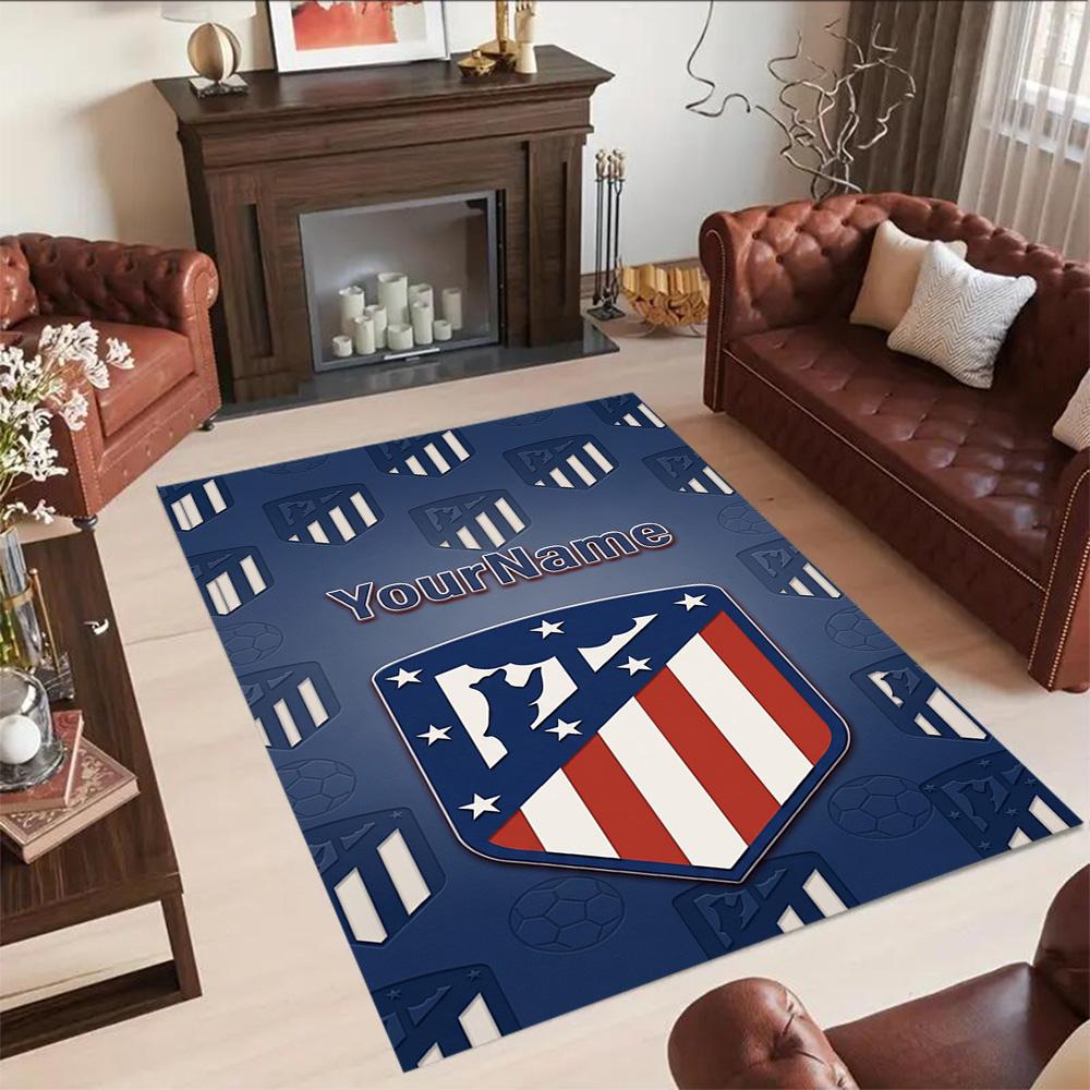Atletico Madrid Personalized Name Carpet Perfect for Living Rooms Kitchen Outdoor Hallway Anti-slip Rug Office home decor Perfect Gift for Women/Men