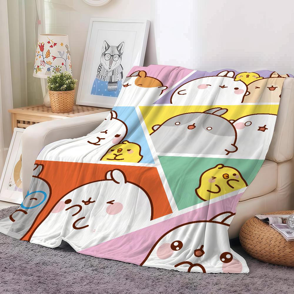 Kreslená Kawaii M Molang Deka Měkká a Šetrná k Pleti Pro Pohovku Postel Dřímotu Přehoz Na Postel Na Všechna Roční Období Přikrývka