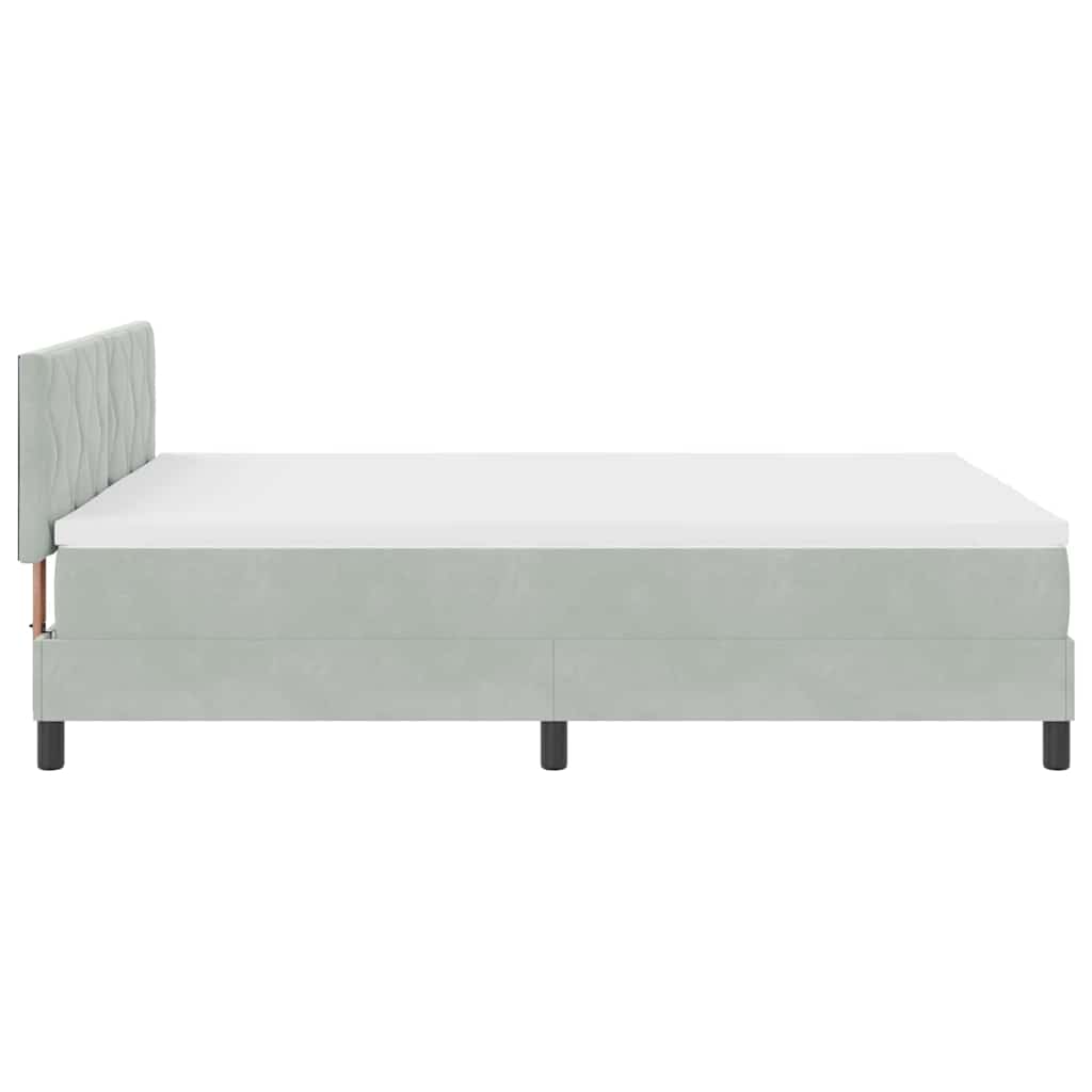 LED Upholstered Bed with Headboard Light Gray 160 X 200 Cm Velvet