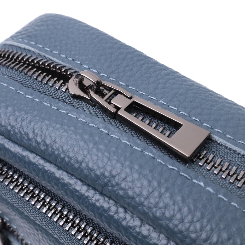 Original Women's Bag with a Patch Pocket Made of Genuine Leather Vintage 22641 Blue