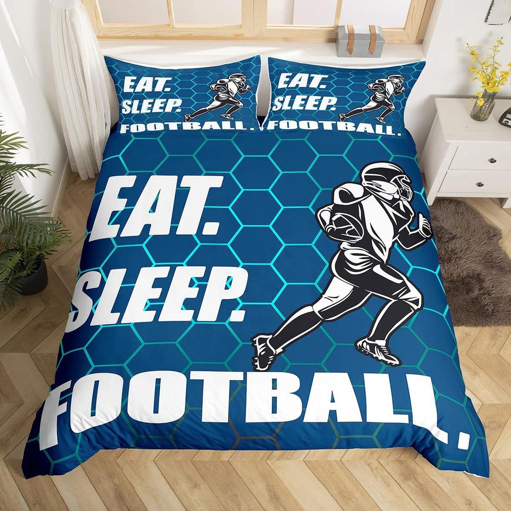 Eishockey Hockey Bettwäscheset Sportbett Bettdecken-Set Kinder Wintersportspiele Dreiteiliges Set