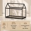 Single Bed Frame, House-Scandinavian-Style Wooden Bed Frame for 90W x 190D cm Mattress, Black