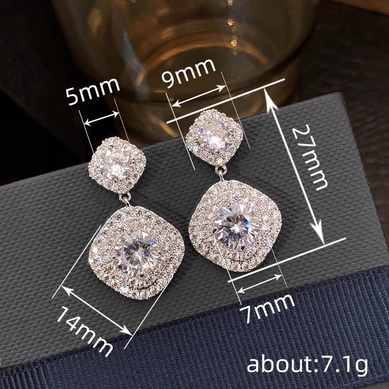 925 Sterling Silver Luxury Women Drop Earrings Full Sparkling CZ Fashion Jewelry for Wedding Daily Party Accessory