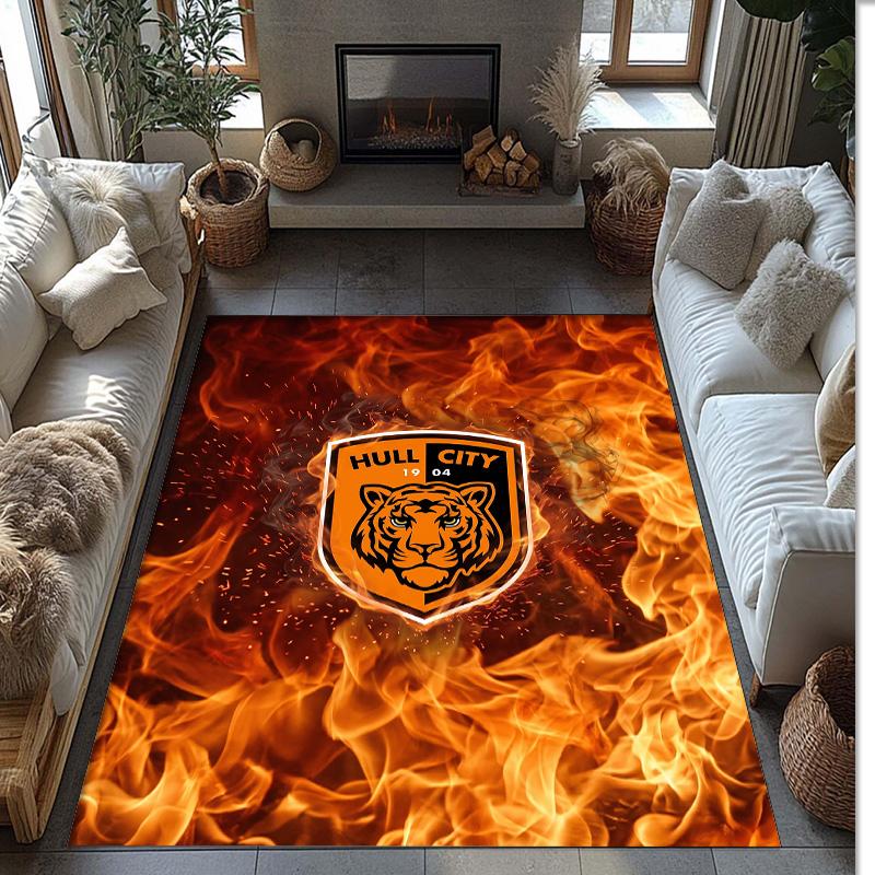 Tappeto in Velluto di Cristallo con Stampa Calcio Hull City, Comodo Assorbente d'Acqua Antiscivolo Tappeto per Pavimento Interno