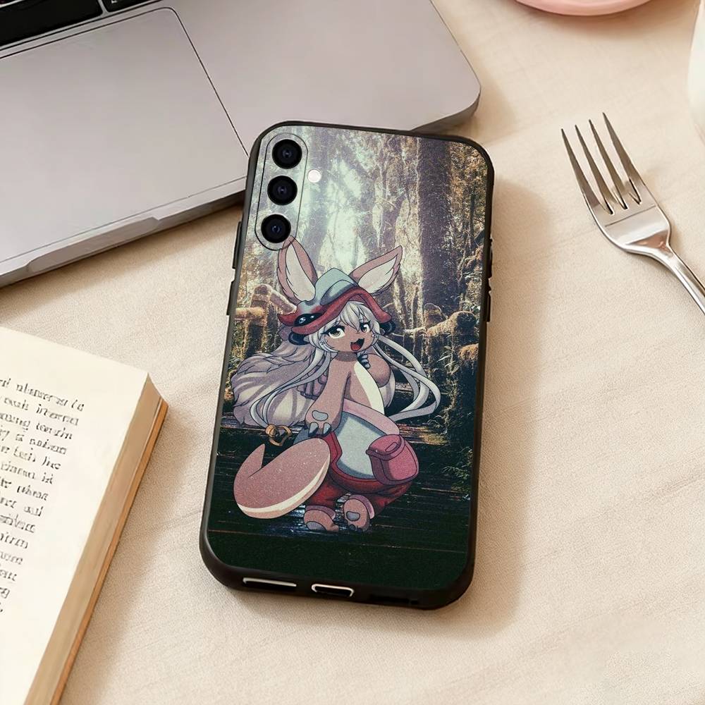 M-MADE IN A-ABYSS Nanachi Phone Case Black Silicone Soft For Samsung Galaxy A73,A72,A71,A70,A53,A52,A51 Samsung a20s