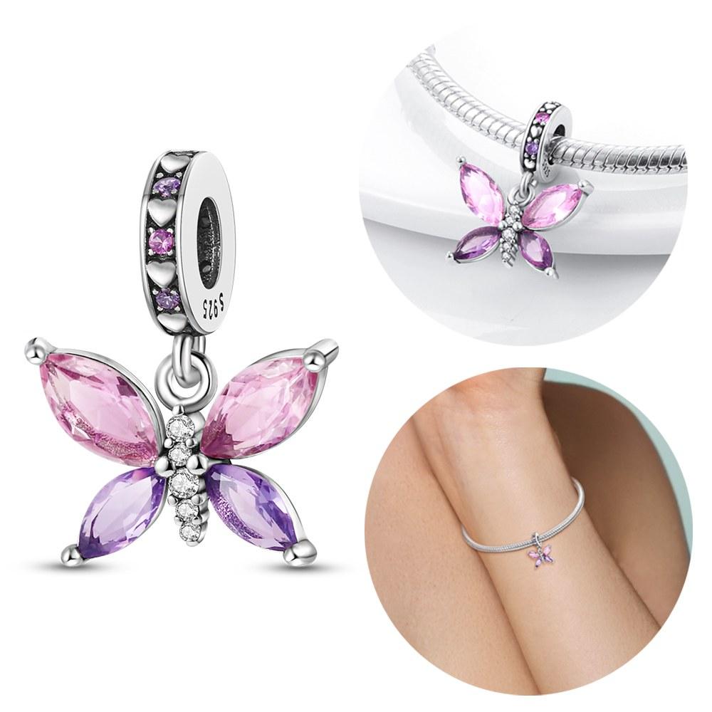 copper Colors Colorful Butterfly Charm Bead Charms Bead Charms Pendants Compatible With Authentic Bracelets Do It Yourself Fine Jewellery Gift for Wom