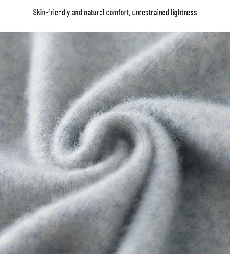 Men's 100% Wool Round Neck Loose Casual Sweater - Thickened Long Sleeve Knitwear