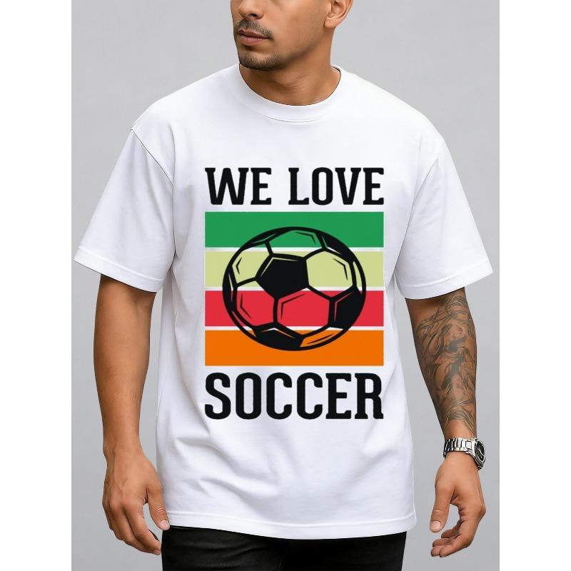 

Men S Round Neck T-Shirt Featuring a Design with Love Soccer Print . Ideal for Daily Use, Whether at Work, on Dates, Or Social Outings,Workouts 4XL білий