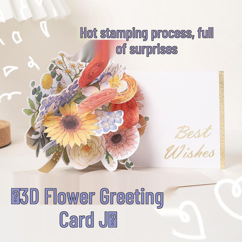 3D Flower Bouquet Greeting Card for Thanksgiving, Valentine s Day, and Birthdays