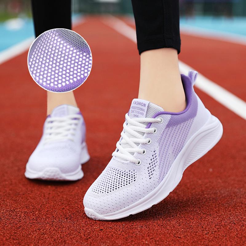 Spring and Summer New Shoes Mesh Breathable Running Shoes Hollow Mesh Shoes Flying Woven Sports Shoes Lightweight Soft Sole Comfortable