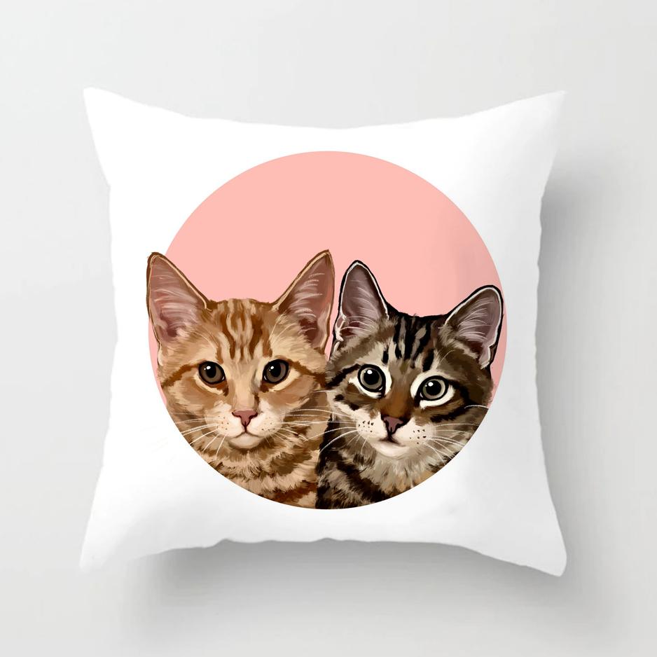Funny Cute Cat Cushion Cover Cartoon Pets Pillows Cases for Sofa Home Decoration Pillowcase Polyester Throw Pillow Case 45*45cm