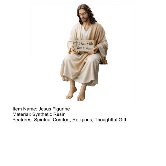 Jesus Resin Desk Figurine Handmade Stiting Jesus Christ Statue for Car Dashboard Home Office Table Decor Christian Religious Gift for Family Friends