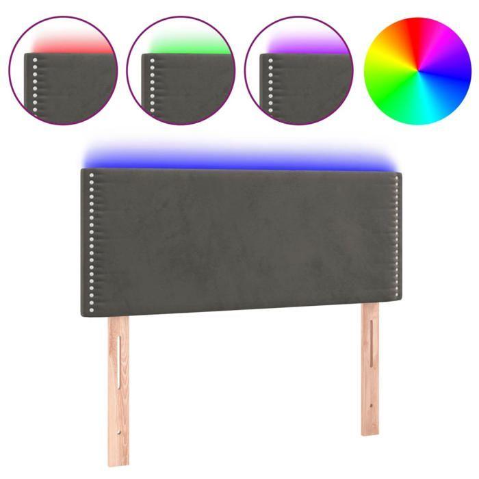 VidaXL Tête de Lit à LED Meuble de Chambre à Coucher Accessoire de Lit Simple Tête de Cadre de Lit Intérieur Gris Foncé 3121503