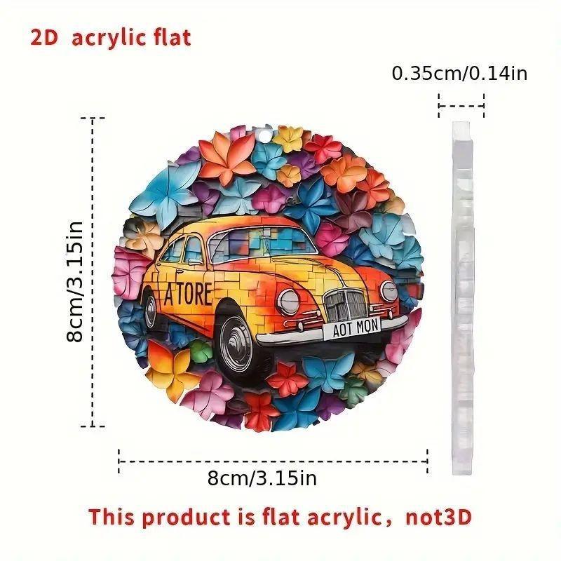 Acrylic Vibrant Car Decorative Pendant Charming Floral Design For Vehicles Stylish