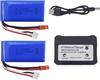2× 7,4V 1100mAh LiPo Bateriový Kit s Nabíječkou – Kompatibilní s WLtoys A949, A959, A979, K929 – Vysoká Kapacita – Modrý