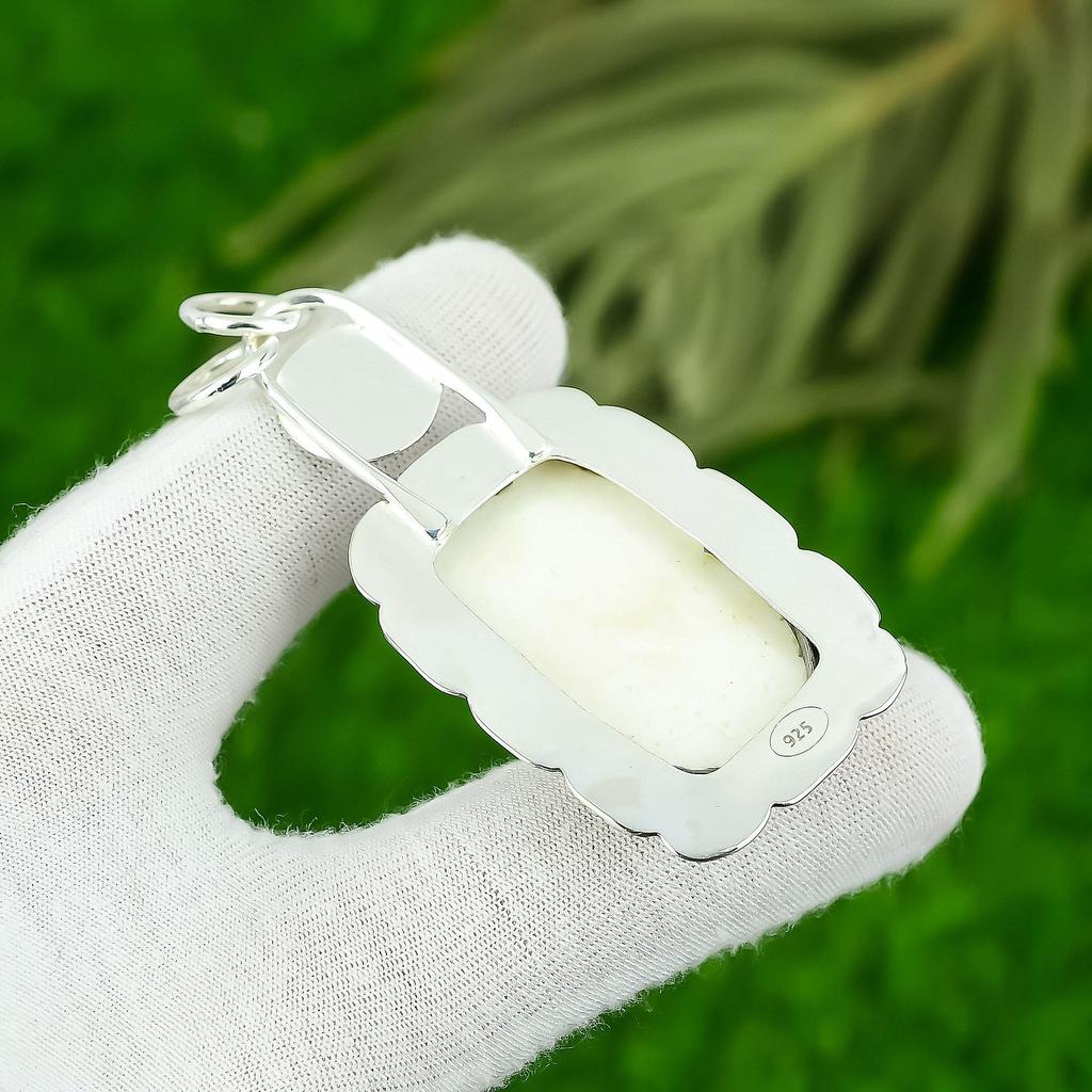 Mothers day Sale Radiant Crown Chakra Scolecite Stone 925 Silver Wedding Pendant