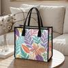 Colorful Leaf Pattern Tote Bag Large Capacity Fashion Casual Daily Shoulder Bag for Shopping Work Travel