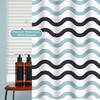 1pc Two Color Wave Artwork Geometric Shower Curtain Waterproof PEVA Modern Minimalist Bathroom Decor