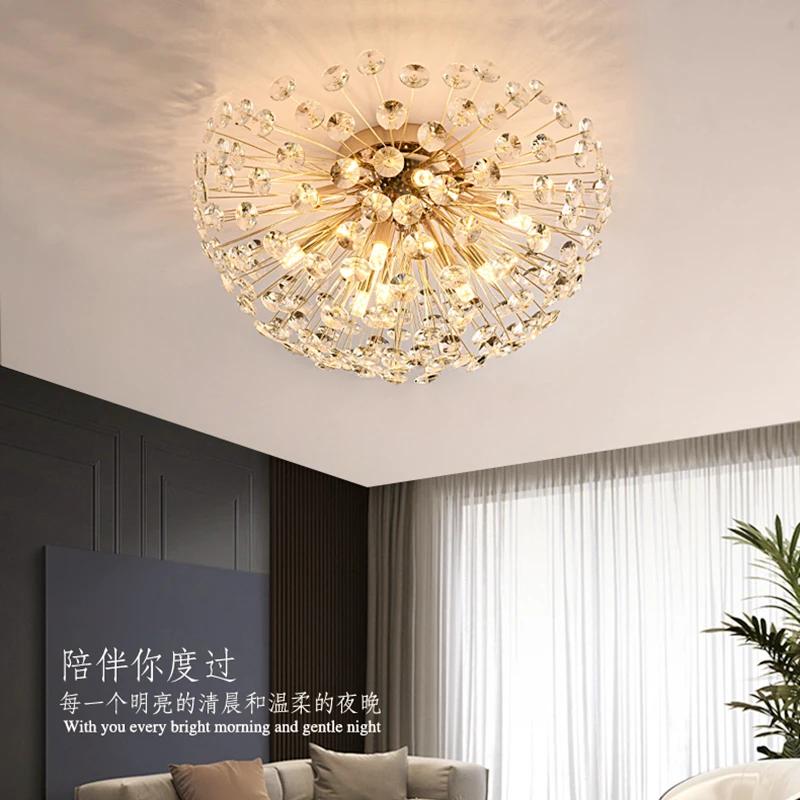 Modern French Dandelion Crystal Ceiling Light Fireball Light French Gold Restaurant Living Room Bedroom Lighting G9LED