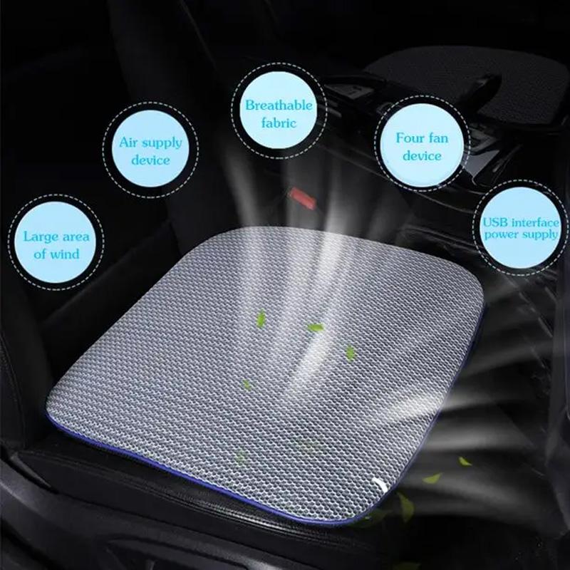 2025 USB Power Bank Interface Summer Ventilation Cooling Ice Silk Seat Cushion Dual-Use Home Car Cushion Seat Cushions Pillow