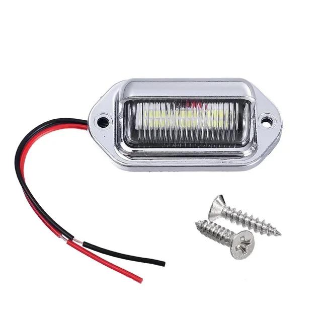 12-24V Universal Truck RV Trailer Tail License Plate White Side Lamp Bulbs 6LED Car License Number Plate Lights Waterproof