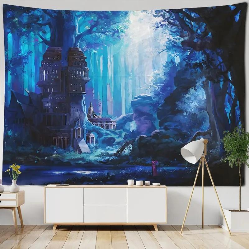Magic Forest Castle Pattern Tapestry Home Wall Decoration Tapestry Bedroom Living Room Tapestry