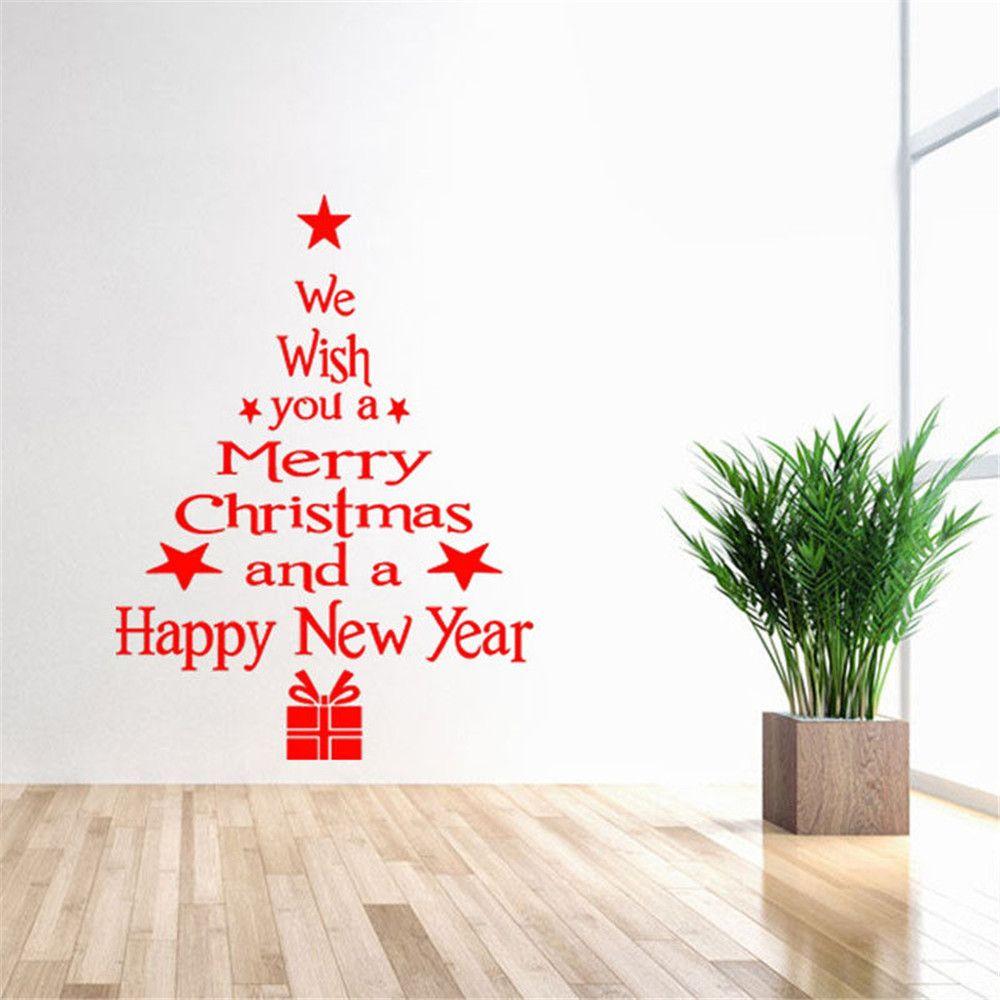 Art New Year Home Merry Christmas Xmas Tree Posters Window Decal Decor Wall Stickers