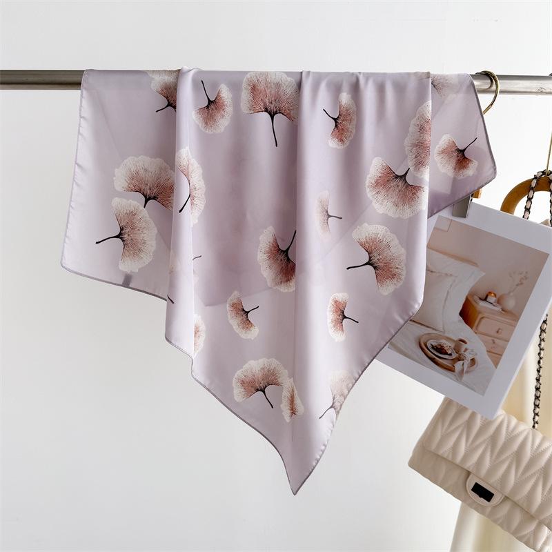 Women Luxury Design Scarf Silk Smooth Scarf Soft Muslim Headband Shawl Beach 70x70cm Square Ribbon Headband Satin Hair Hairband
